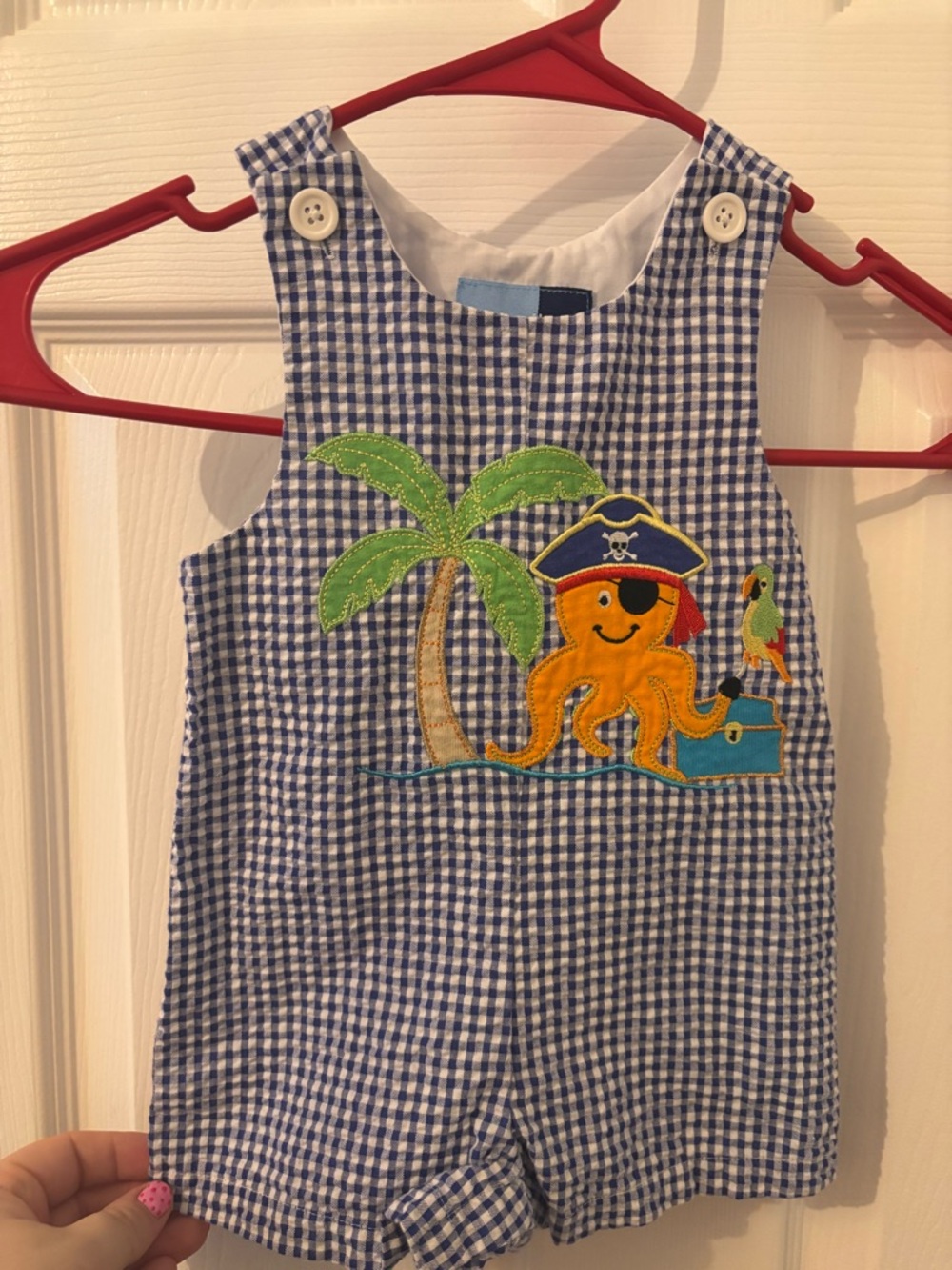 Goodlad Blue & White Gingham Baby Romper